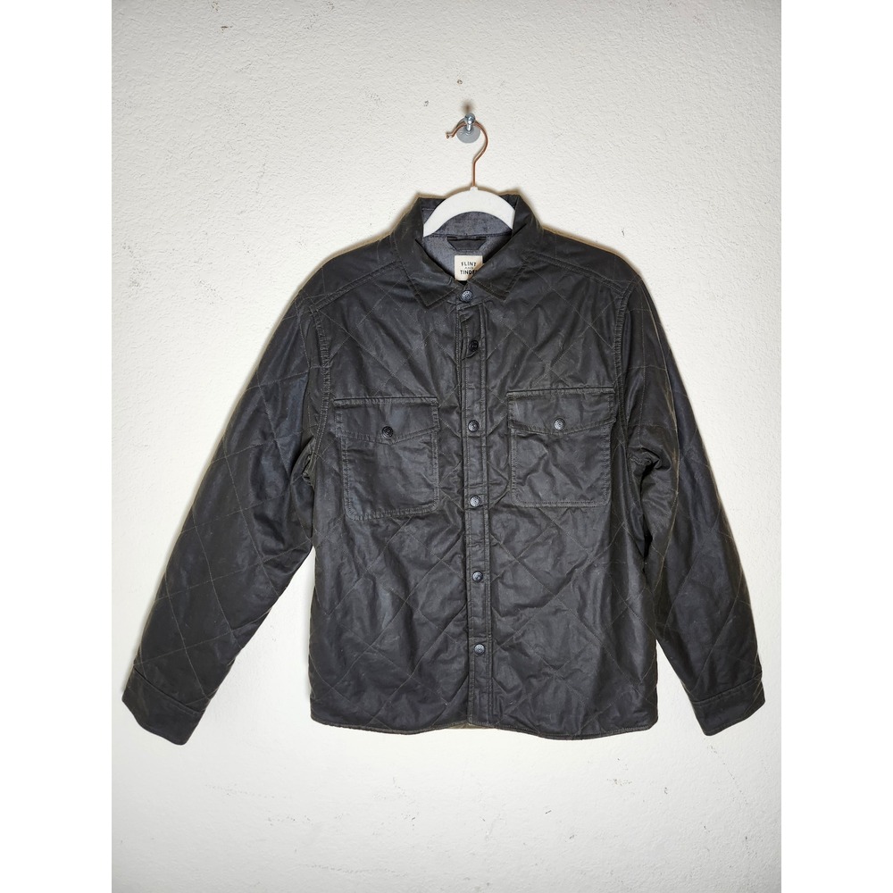 Flint and Tinder Quilted Waxed Shirt Jacket Mens XS Charcoal Grey Weatherproof